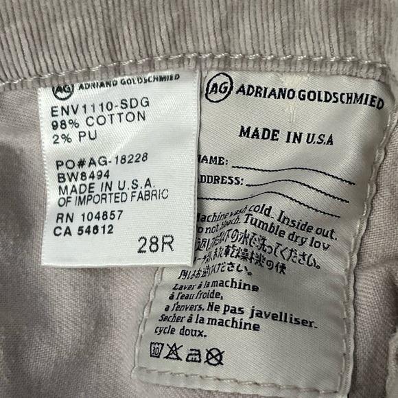 AG Adriano Goldschmied the Stilt cigarette leg corduroy pants in beige - Picture 4 of 11